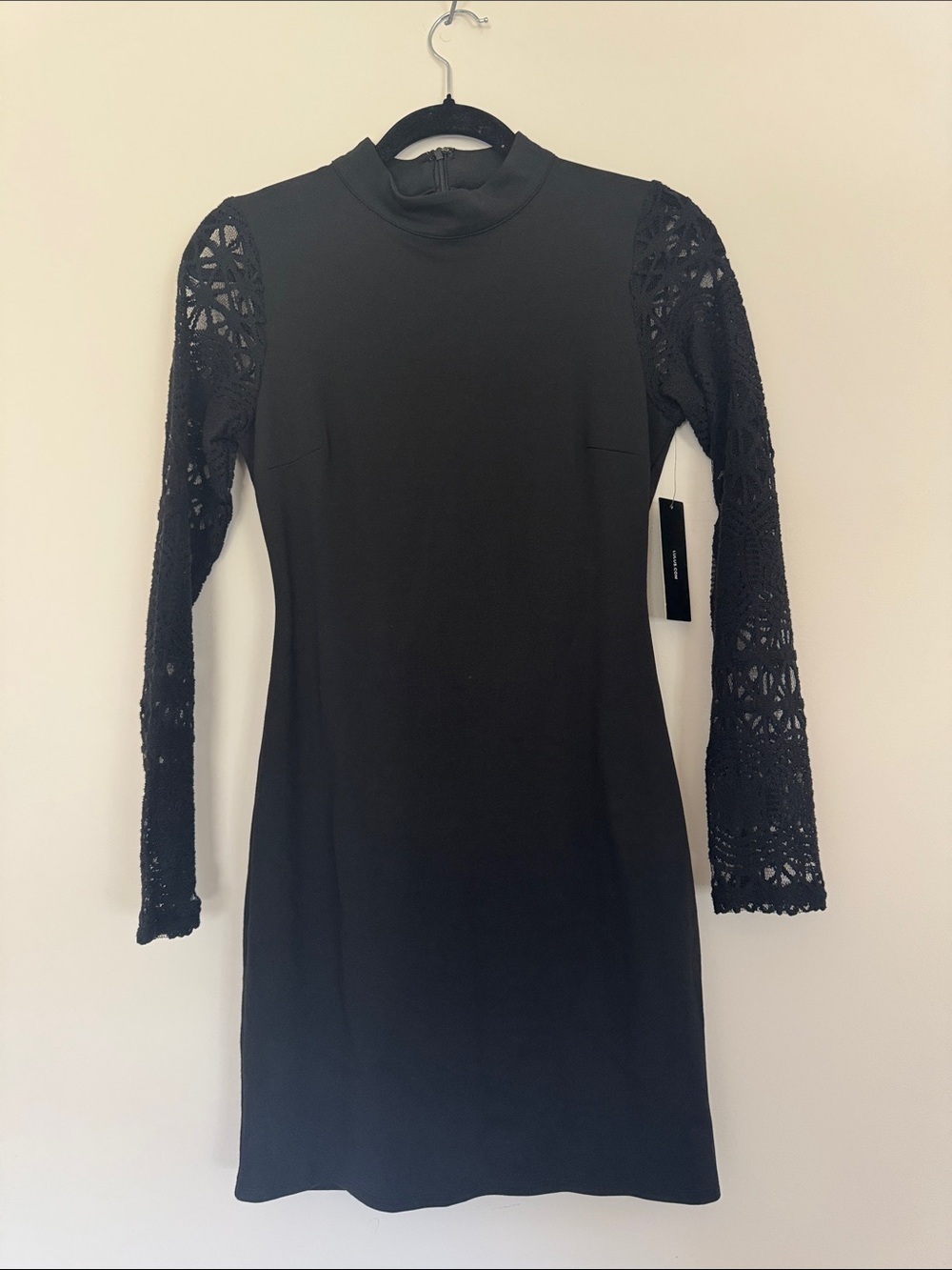 Lulu's Black Long-Sleeve Crochet Sleeve Bodycon Dress